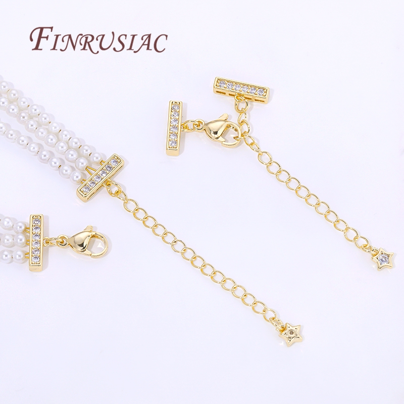 18K Gold Plated 3-row Pearl Ne - Pearl Trim Chain recension och pris