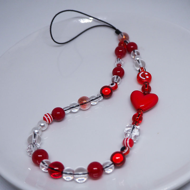 Red Clear Mobile Y2k Phone Cha - Pearl Trim Chain recension och pris